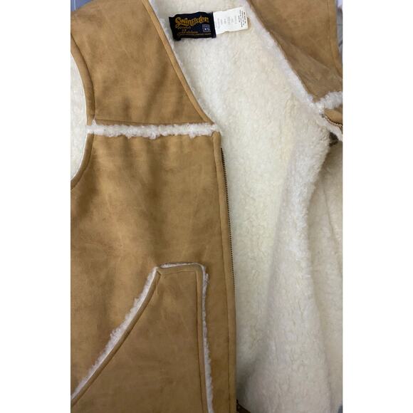 Vintage 1970s Faux Suede Zip Up Vest Jacket Shearling Lined / Women’s XS - Picture 5 of 7